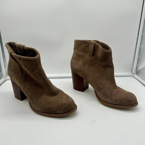 Splendid Lakota Suede Leather Boots Women 11 Brown Taupe Stack Heel Western - Picture 3 of 15